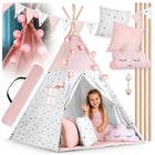 Tipi namiot wigwam dla dzieci teepee Girlanda Poduszki Stabilizator Nukido domek do zabawy, różowa kryjówka, mata