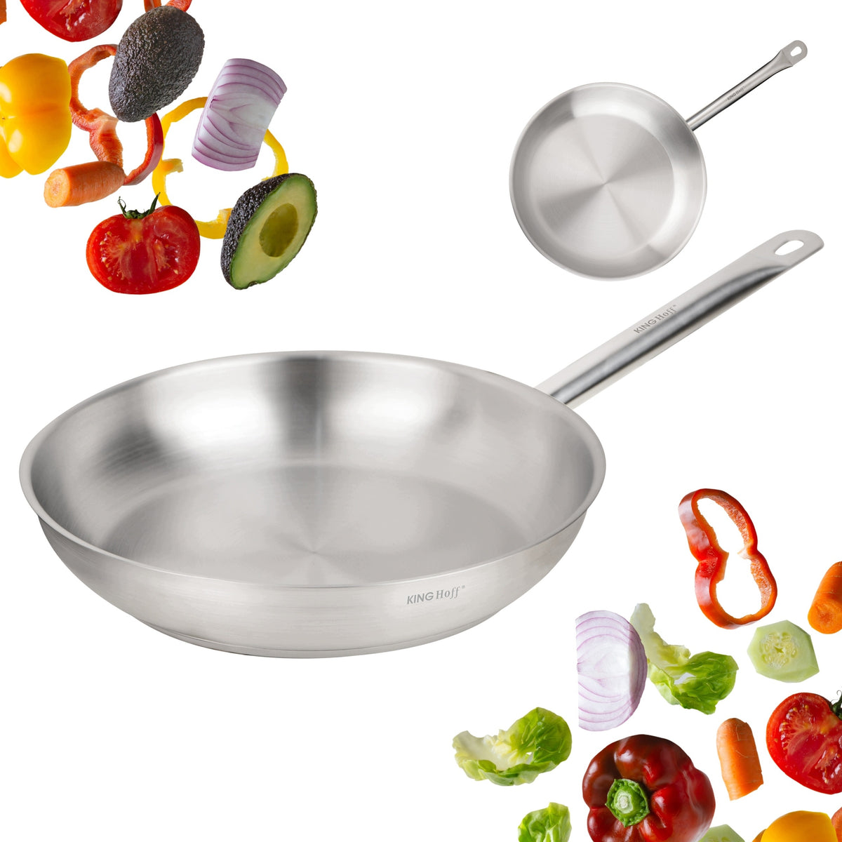 Duża Patelnia stalowa 28cm kinghoff stal 21CT indukcja gastronomiczna Gaz do smażenia, nierdzewna, do piekarnika i