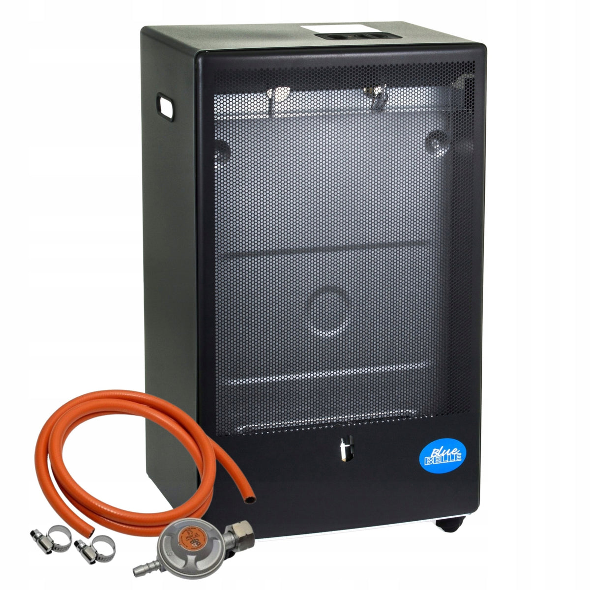 Piecyk Gazowy 4,2 kW Katalityczny Piec na Gaz Włoski Bezwonny + Reduktor 455 mm 777 mm grzewcza czarny