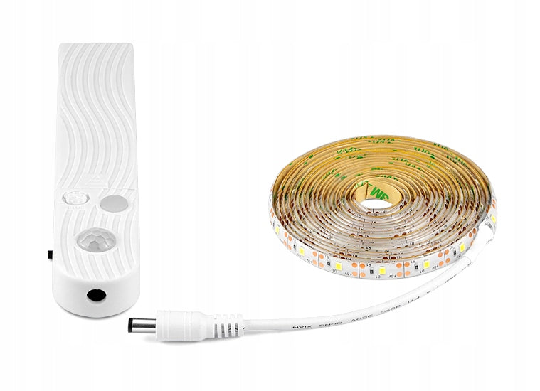 Taśma LED czujnik ruchu na baterie + USB do szafy mebli pod łóżko 200cm 2m lampka garderobiana biała 5V