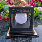 Znicz solarny LED lampion na grób statuetka cmentarz znicze złoty lampka nagrobna, dekoracja pomnika, wysokość 14 cm