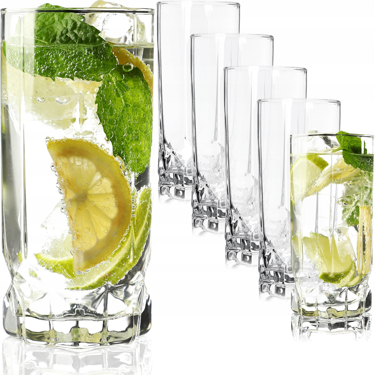 SZKLANKI DO DRINKÓW NAPOJÓW 6x 325ml WODY WYSOKIE ZESTAW KOMPLET SZKLANEK do soków i koktajli, przezroczyste szkło, do