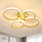 Lampa sufitowa LED złota żyrandol nowoczesna salonu ściemnialna+pilot 56W oprawa wisząca do jadalni, 4 punkty światła