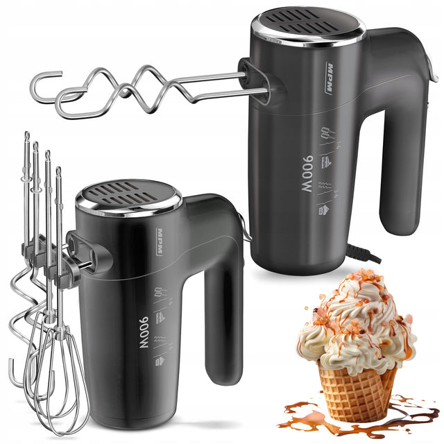 Mikser ręczny mocny turbo MPM MMR-23 900W trzepaczki kuchenny czarny