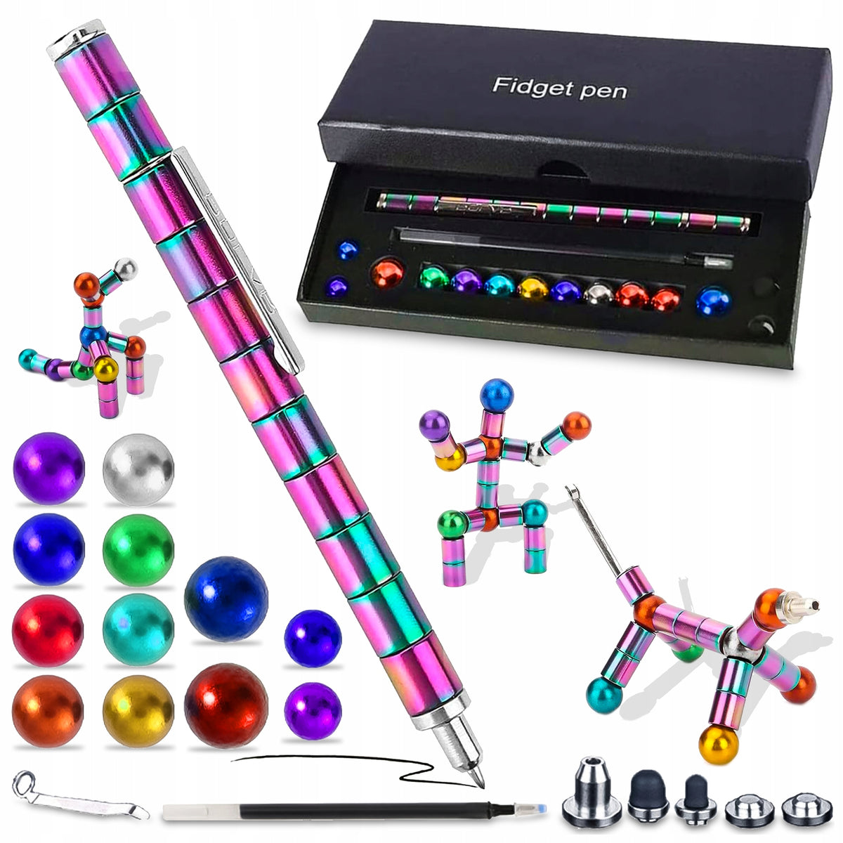 DŁUGOPIS FIDGET PEN MAGNETYCZNY ANTYSTRESOWY 55EL GADŻET POMYSŁ NA PREZENT zabawka sensoryczna, kreatywna zabawa