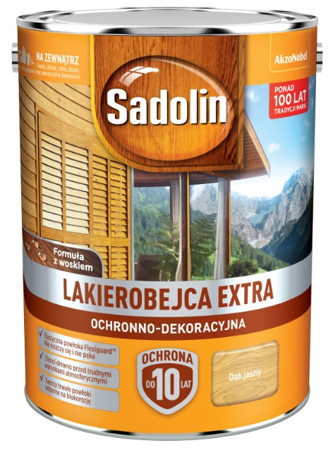 Sadolin extra- lakierobejca do drewna dąb jasny 5l bejca ochronna, powłoka dekoracyjna, ochrona powierzchni