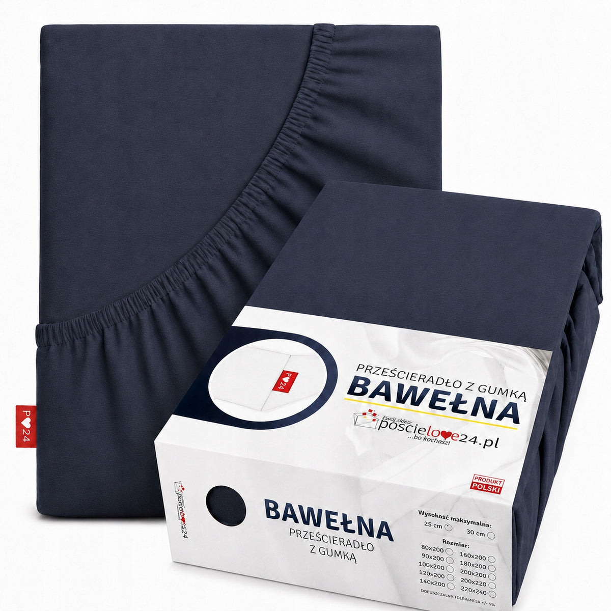 Prześcieradło bawełniane z gumką 140x200 bawełna wysoki materac 30cm kolory na łóżko, certyfikat oeko-tex Standard 100
