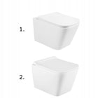 Miska wc wisząca Rimless Mexen Teo bezkołnierzowa podwieszana biała sedes łazienkowy z deską, odpływ poziomy, długość
