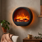 Kominek elektryczny LED metalowy czarny dekoracyjny stojący wiszący 30 cm imitacja płomienia, atrapa ognia do salonu