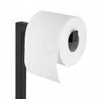 Stojak na papier toaletowy szczotkę wc 2w1 czarny uchwyt łazienkowy bambus metal, matowe wykończenie, syntetyczne