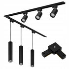 Zestaw Szynoprzewód Szyna 4m + 3x reflektor 3xlampa wisząca Gu10 ledlux system oświetlenia sufitowego czarny 6 punktów