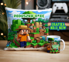 Craft Zestaw dla Gracza Pikselowy Kwadratowy Świat + imię Kubek Poduszka upominek gamingowy, dekoracja pokoju z