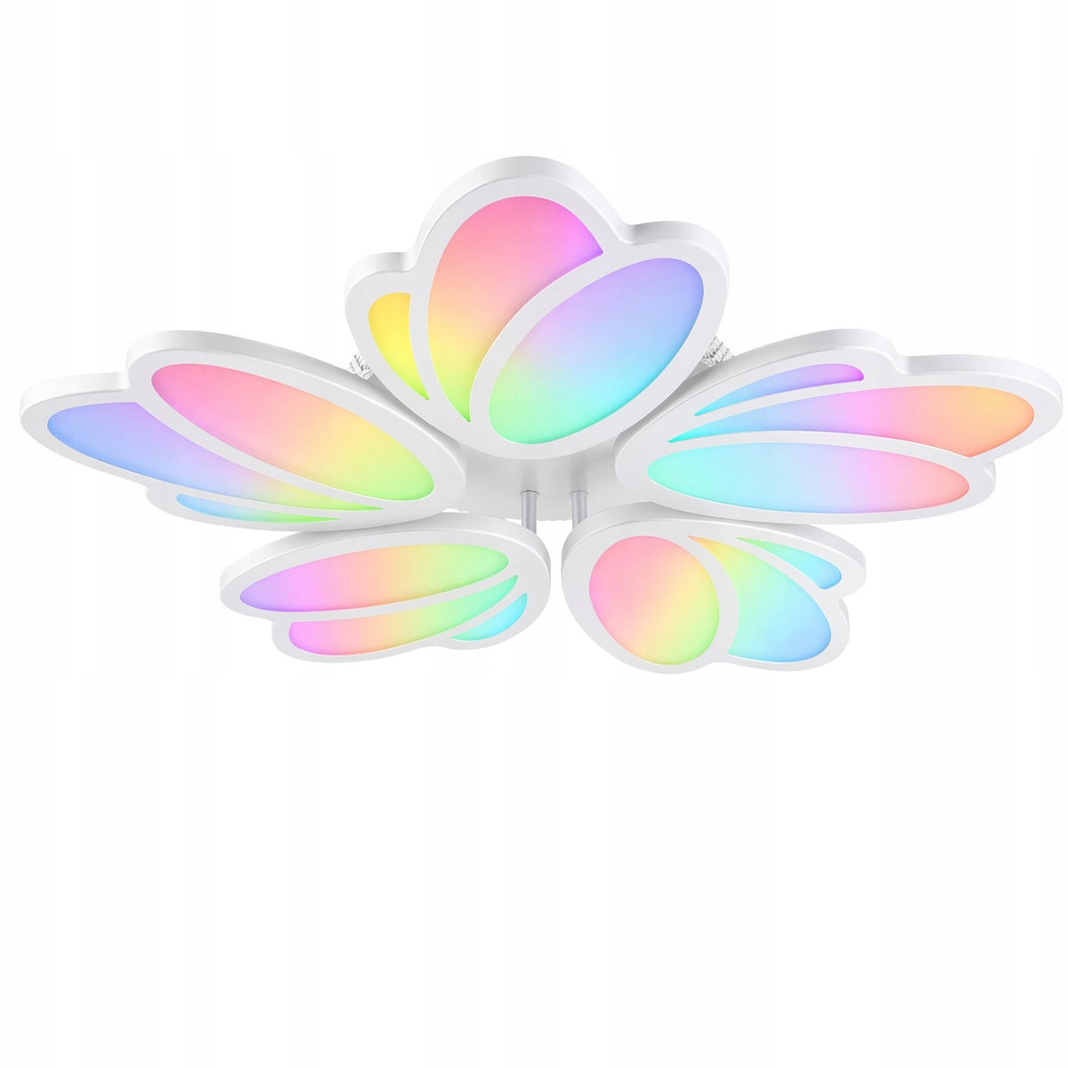 Lampa sufitowa LED RGB ściemniana, z pilotem do sypialni/salonu oświetlenie wiszące metalowe białe 60 cm, ponad 12
