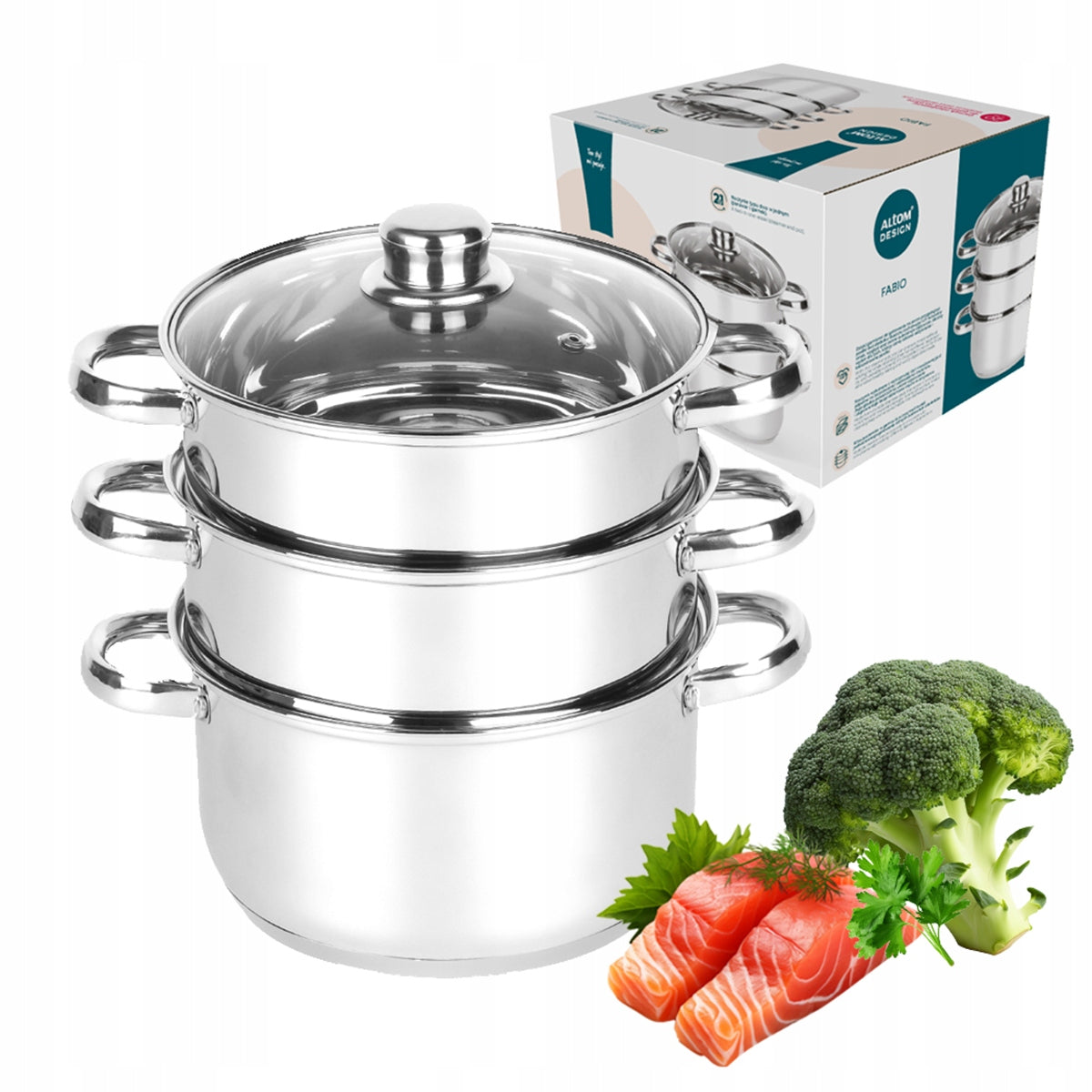 Garnek do gotowania na parze parowar indukcja gaz stal Altom Design Fabio 2.6 l srebrny