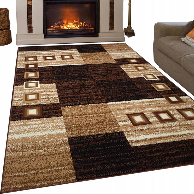 Nowoczesny Dywan BCF Shiraz 200x300 2x3 Szare Brązowy Bordo do Pokoju polipropylenowy prostokątny wzór kwiatowy salon sypialnia