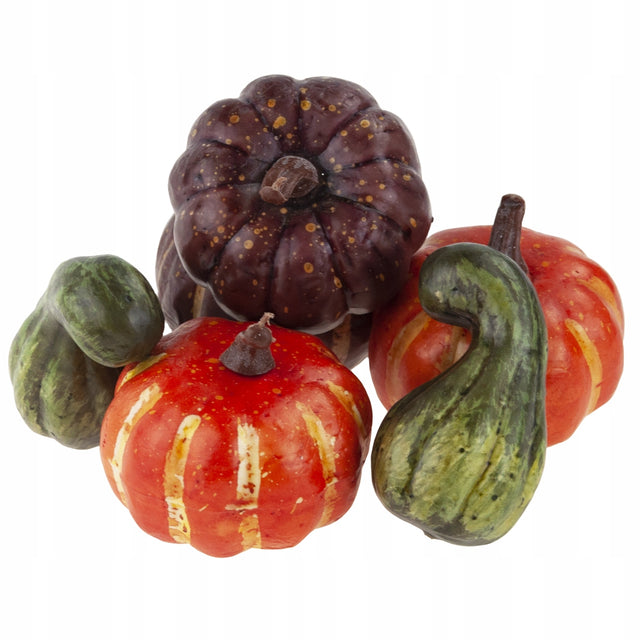 Dynia dekoracyjna sztuczne dynie ozdoba jesienna halloween jesień stroik kolorowe owoce do kompozycji florystycznych, 6 sztuk, wysokość 7 cm