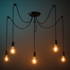 Lampa sufitowa wisząca żyrandol LED 5xE27 oprawa LOFT PAJĄK czarna brylant industrialna do salonu kuchni jadalni