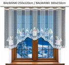 GWIAZDKI z reniferem rozm. 300x150cm firana świąteczna, HAFT S.A (gotowa) biała żakardowa dekoracja okna na żabki