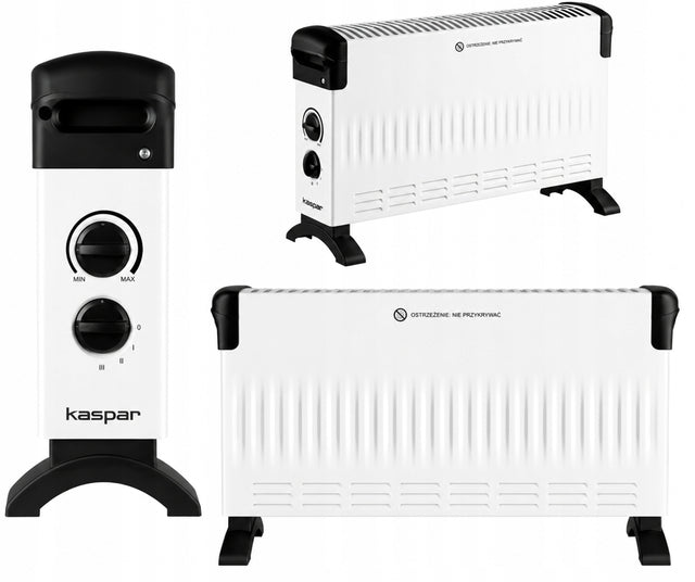 Grzejnik elektryczny konwektorowy energooszczędny termostat 2000W 525 mm 325 mm grzewcza biały