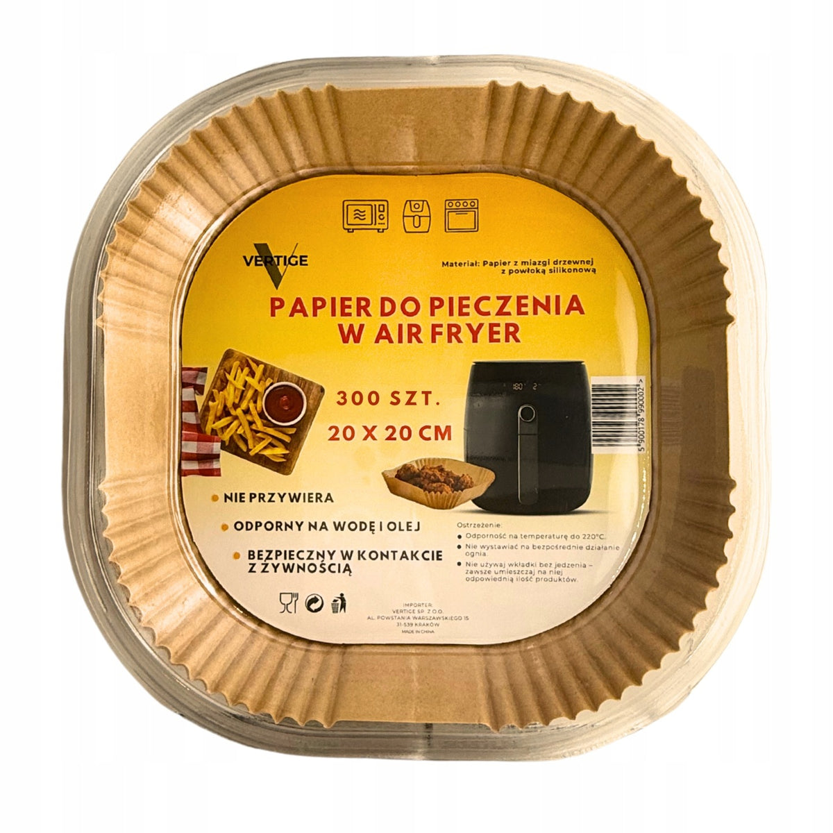 300 szt. papier AIR fryer frytkownicy beztłuszczowej wkład wkłady pieczenia okrągłe foremki jednorazowe 20 cm do