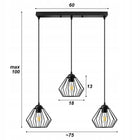 LAMPA WISZĄCA SUFITOWA ŻYRANDOL BRYLANT LED Czarna Metalowa 3xE27 LOFT oświetlenie do salonu jadalni kuchni