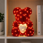 MIŚ Z RÓŻ 25 CM Z DIODAMI LED DUŻY NA PREZENT + PUDEŁKO maskotka dekoracyjna, ozdoba świetlna, upominek dla mamy, Dzień