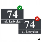 Nierdzewny Numer Na Dom Tabliczka Adresowa z Numerem Domu 32x21 cm Dystanse oznaczenie posesji, szyld aluminiowy 3 mm
