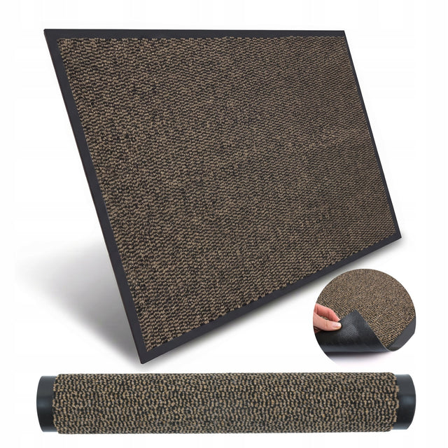 Wycieraczka pod drzwi do butów 60x90cm Mata Wejściowa Tekstylna antypoślizg na korytarz, do przedpokoju, brązowa, grubość 6 mm