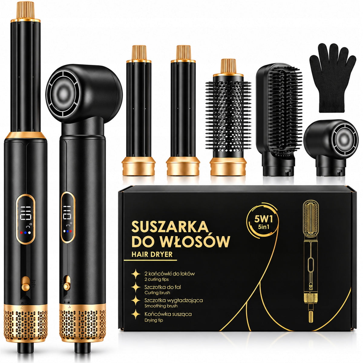 Suszarka do włosów 5W1 szczotka lokówka do suszenia wygładzania kręcenia 1000 w
