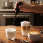 Spieniacz do mleka elektryczny ręczny 4W1 ubijaczka do mleka kawy USB mieszadło do cappuccino, latte i kakao, czarny