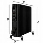 GRZEJNIK ELEKTRYCZNY OLEJOWY 13 ŻEBEREK 2500WATT TERMOSTAT BEZGŁOŚNY OLEJAK 535 mm 550 mm grzewcza czarny