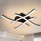 Lampa sufitowa LED nowoczesny żyrandol ściemnialny z pilotem 64W do salonu, kuchni, jadalni, sypialni i biura, czarna