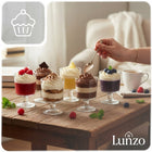 OKRĄGŁE PUCHARKI DO DESERÓW 150ML 20SZT POJEMNIKI FINGER FOOD LUNZO przezroczyste miseczki na przekąski i przystawki