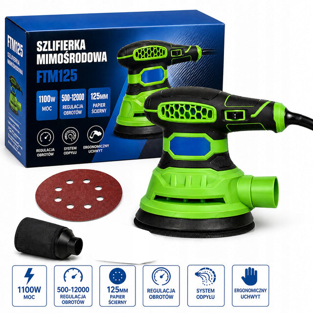 Szlifierka mimośrodowa oscylacyjna 125 MM 1100V regulacja 5000-12000 OBR