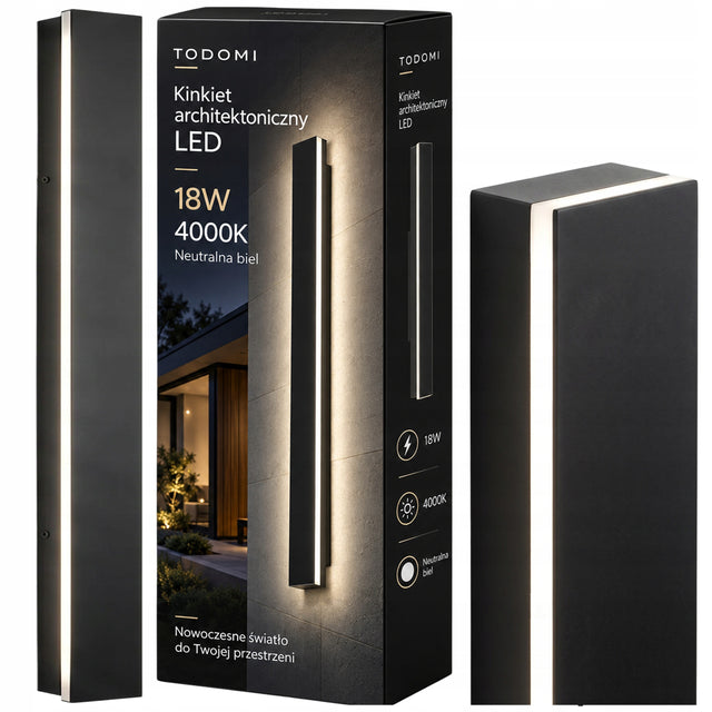 Lampa LED 100cm kinkiet ogrodowy ścienny elewacyjna zewnętrzna akryl żelazo oprawa na taras balkon czarna metalowa 18 w ze zintegrowanym źródłem