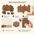 Panele ścienne drewniane heksagon plaster miodu 3D zestaw 64 szt. mozaika 6 cm drewno