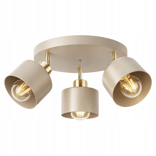 Lampa sufitowa żyrandol Plafon wisząca LED 3x E27 Beżowa złota loft gold metalowa oprawa oświetleniowa 3-punktowa, do 60 w na punkt