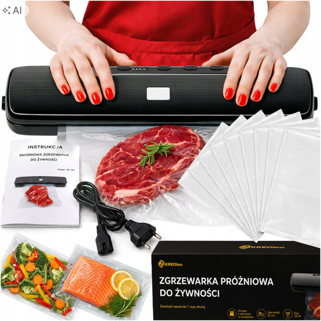 Zgrzewarka próżniowa do żywności pakowarka o mocy 135W + zestaw worków XXL 135 w