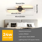 LAMPA ŚCIENNA LED KINKIET CZARNY NOWOCZESNY DO SALONU KORYTARZA 24W 3000K 60CM oprawa metalowa, 2 punkty świetlne