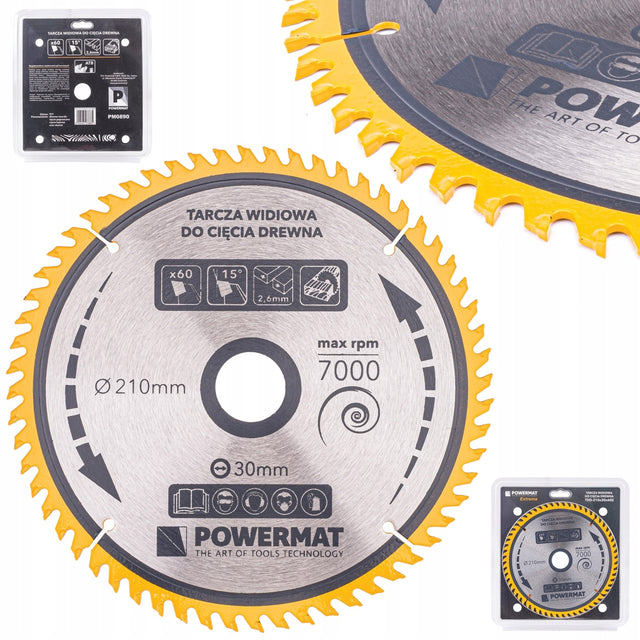 Tarcza widiowa Do Drewna Piły Piła 210 x 30 mm 60Z gałęzie, PCV, płyty g-k, wiórowe, tworzywa sztuczne, rzaz 2,6 mm