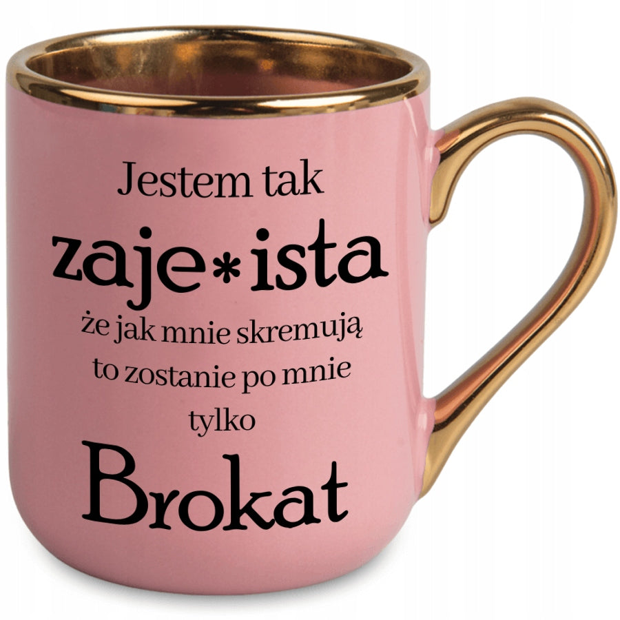 Kubek elegant różowy prezent koleżanki siostry przyjaciółki TIK TOK viral ceramiczny 330 ml do kawy i herbaty