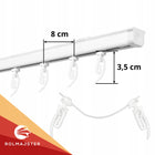 Karnisz sufitowy pojedynczy szyna aluminiowa biała żabki agrafki 250 cm prowadnica do firan i zasłon, jednotorowa, do