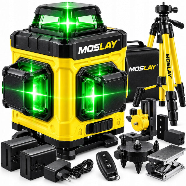 Poziomica laserowa 360 4D statyw laser krzyżowy zestaw niwelator zielona wiązka 16 linii do glazury, remontu i prac wykończeniowych