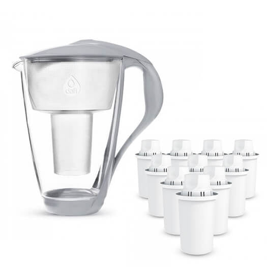 Dzbanek filtrujący szklany Dafi Crystal LED 2l + 10x Filtr Dafi Classic srebrny/szary
