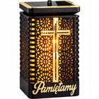 Znicz solarny na grób LED z krzyżem Pamiętamy lampion cmentarny solar lampka nagrobna, oświetlenie miejsca pamięci