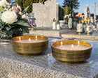 Znicz Ceramiczny Mega Duży Otwarty Retro Tradycyjny Złoty Duży lampion nagrobny parafinowy na cmentarz