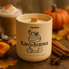 Świeca sojowa zapachowa Kawa Dyniowa ravina 175 g drewniany knot jesienna aromatyzująca do wnętrz, dekoracyjna, czas