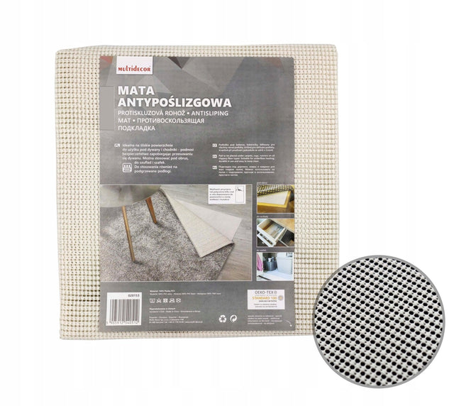 Siatka mata antypoślizgowa pod dywan chodnik wycieraczke 160x220 cm podkładka stabilizująca do wykładzin, biała, do wnętrz, grubość 2,3 mm