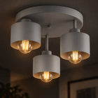 Lampa Sufitowa Żyrandol Plafon 3xE27 Szara Cementowa Urban GrayRoller LOFT oprawa wisząca metalowa 3-punktowa do salonu