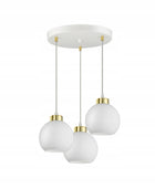 Lampa Wisząca Sufitowa Żyrandol Biała Szklane Kule White Glass EZ3 LED E27 3 punkty świetlne do salonu i jadalni, 60 w